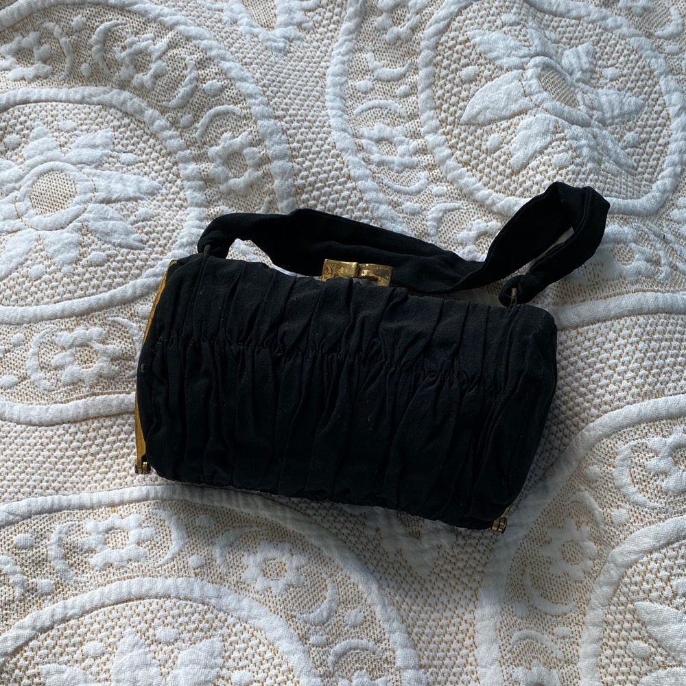 Vintage Black Ruched Clutch